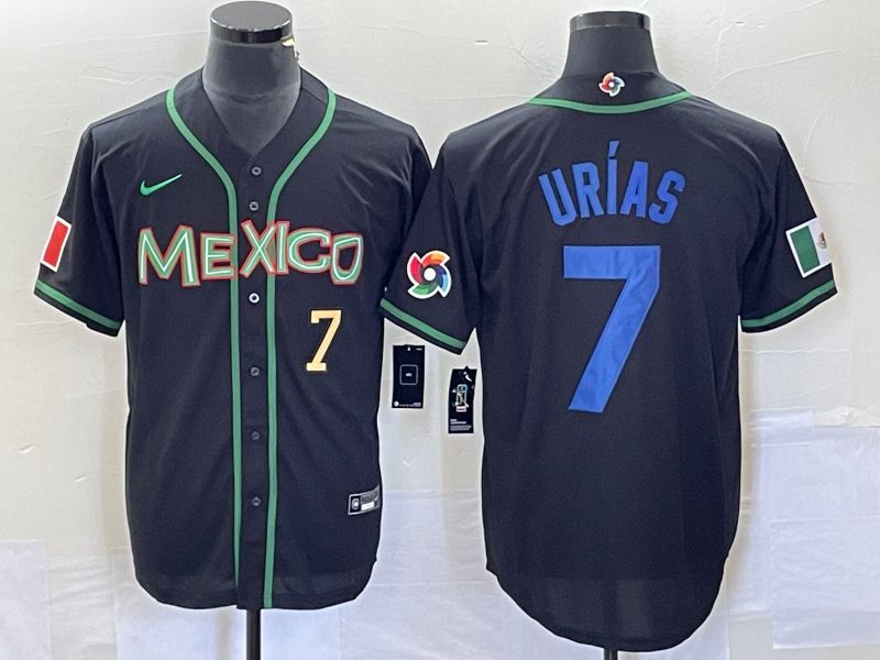 Men 2023 World Cub Mexico #7 Urias Black blue Nike MLB Jersey3->more jerseys->MLB Jersey